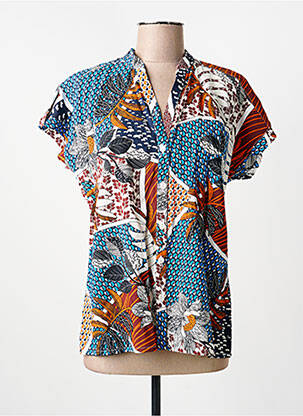 Chemisier manches courtes manches courtes bleu GUY DUBOUIS femme