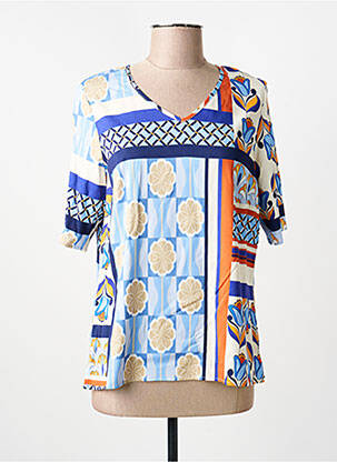 T-shirt imprimé fantaisie manches courtes bleu GREGORY PAT femme