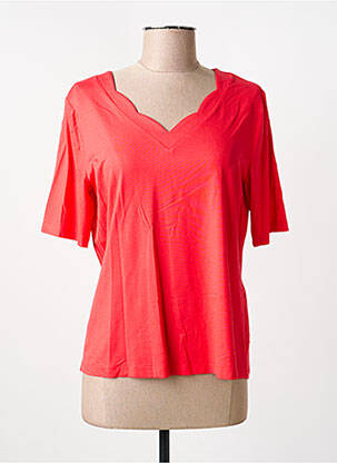 T-shirt col v manches courtes rouge FRANK WALDER femme