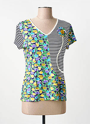 T-shirt col v manches courtes bleu OLIVIER PHILIPS femme