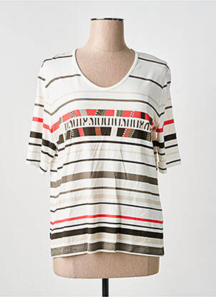 T-shirt manches mi-longues manches courtes beige FRANK WALDER femme
