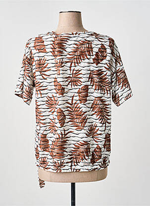 T-shirt stretch manches courtes marron FRANK WALDER femme