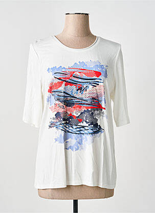 T-shirt stretch manches courtes blanc BARBARA LEBEK femme