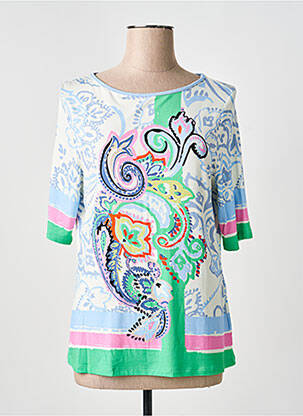 T-shirt stretch manches courtes bleu BARBARA LEBEK femme