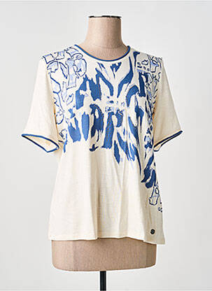 T-shirt sérigraphie avec strass manches courtes beige BARBARA LEBEK femme