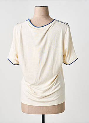 T-shirt sérigraphie avec strass manches courtes beige BARBARA LEBEK femme