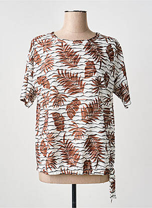 T-shirt stretch manches courtes marron FRANK WALDER femme
