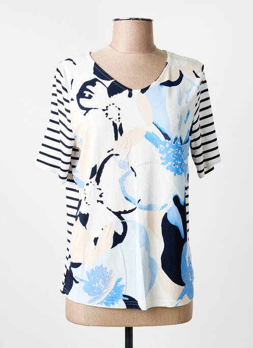 T-shirt col v manches courtes bleu FRANK WALDER femme