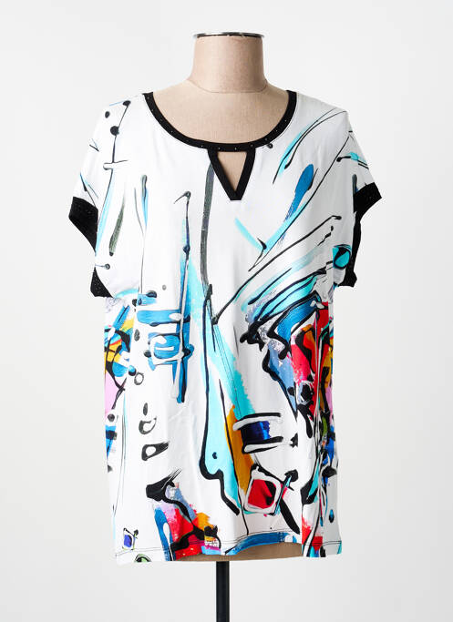 T-shirt imprimé fantaisie manches courtes blanc DOLCEZZA femme