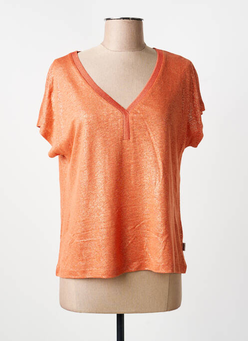 Top stretch manches courtes orange ANANKE femme