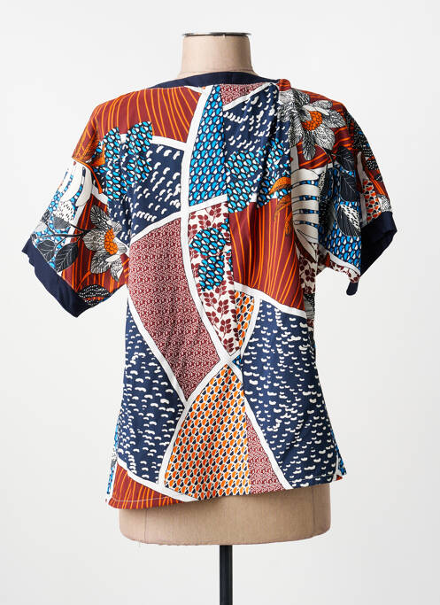 Blouse imprimé fantaisie manches courtes bleu GUY DUBOUIS femme