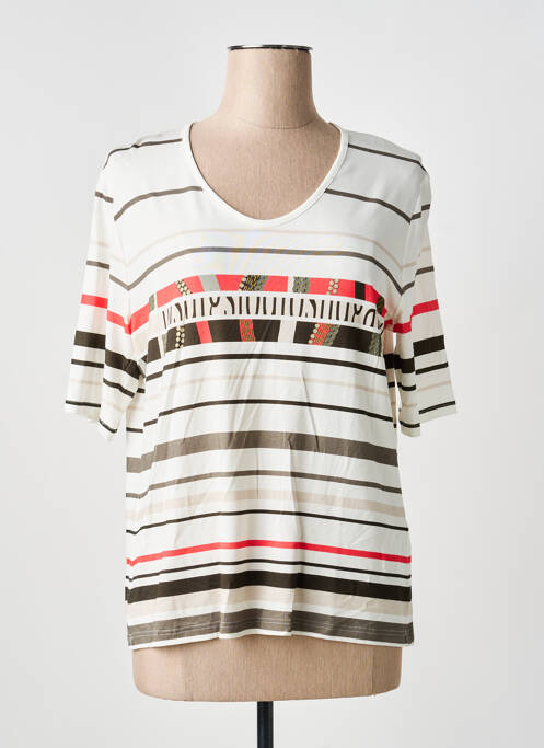 T-shirt manches mi-longues manches courtes beige FRANK WALDER femme