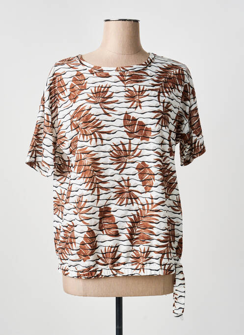 T-shirt stretch manches courtes marron FRANK WALDER femme