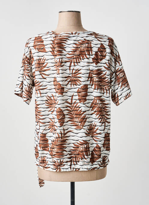 T-shirt stretch manches courtes marron FRANK WALDER femme