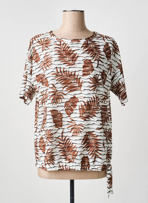 T-shirt stretch manches courtes marron FRANK WALDER femme