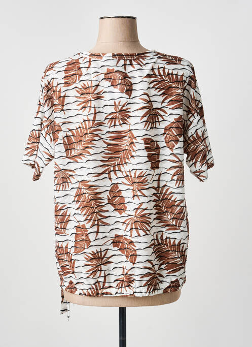 T-shirt stretch manches courtes marron FRANK WALDER femme