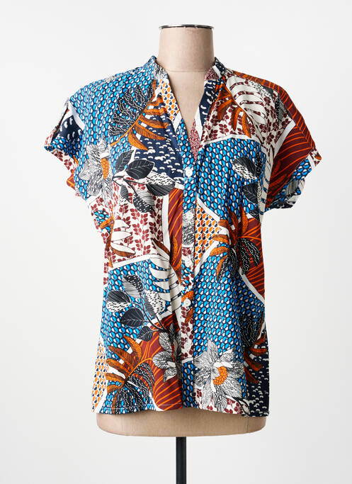 Chemisier manches courtes manches courtes bleu GUY DUBOUIS femme