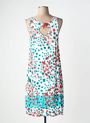Robe mi-longue imprimé fantaisie sans manche blanc BARANDI femme