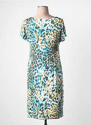 Robe mi-longue imprimé fantaisie manches courtes bleu BARANDI femme