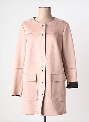 Manteau long fermeture pressionnée sans capuche rose PAUPORTÉ femme