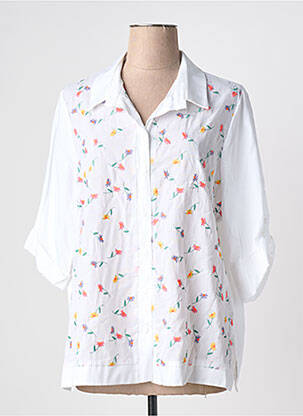 Chemisier imprimé fleurs manches longues blanc AN II VITO femme