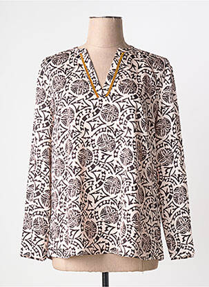 Top imprimé fantaisie manches longues beige BARILOCHE femme