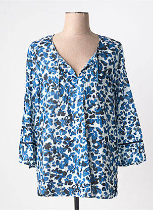 Blouse imprimé fleurs manches longues bleu BARBARA LEBEK femme