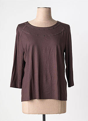 Top tissage jersey manches longues marron FRANK WALDER femme