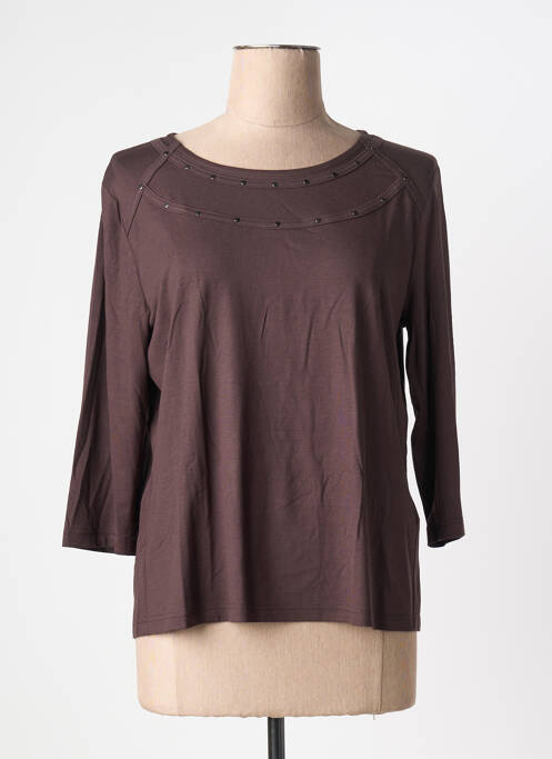 Top tissage jersey manches longues marron FRANK WALDER femme