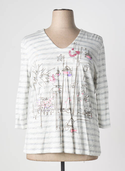 Top tissage jersey manches longues gris FRANK WALDER femme