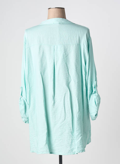 Blouse tissage popeline manches longues bleu MADE IN ITALY femme