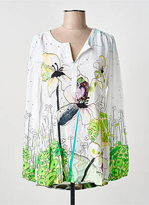 Blouse tissage popeline manches longues blanc DOLCEZZA femme