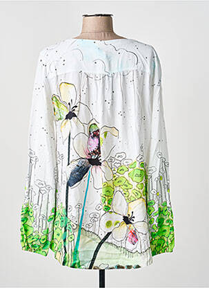 Blouse imprimé fleurs manches longues blanc DOLCEZZA femme