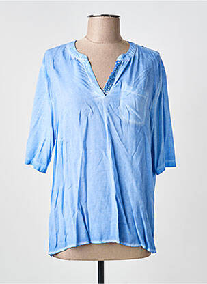 Blouse col v manches courtes bleu THOMAS RABE femme