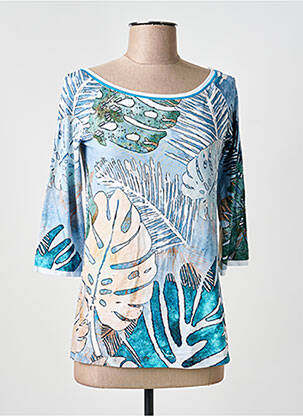 T-shirt stretch manches courtes bleu DOLCEZZA femme