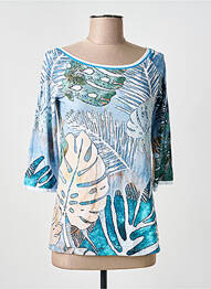 T-shirt manches mi-longues manches courtes bleu DOLCEZZA femme