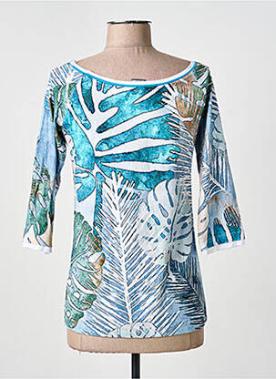 T-shirt stretch manches courtes bleu DOLCEZZA femme