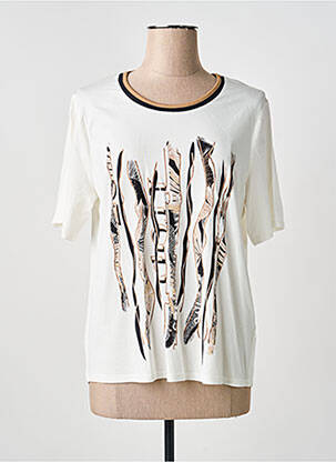 T-shirt imprimé fantaisie manches courtes beige FRANK WALDER femme
