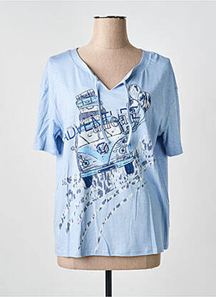 T-shirt imprimé fantaisie manches courtes bleu BARBARA LEBEK femme