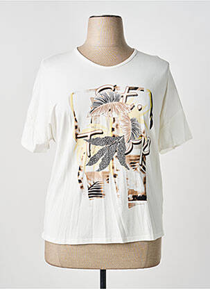T-shirt stretch manches courtes beige FRANK WALDER femme