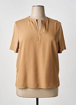 Top coupe fluide manches courtes marron FRANK WALDER femme