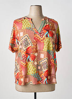 T-shirt imprimé fantaisie manches courtes orange TINTA STYLE femme