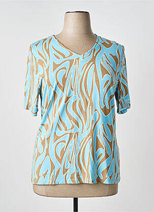 T-shirt col v manches courtes bleu BARBARA LEBEK femme