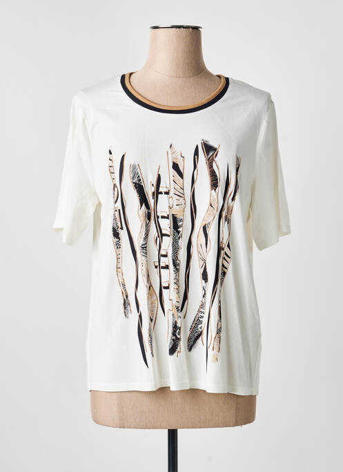 T-shirt imprimé fantaisie manches courtes beige FRANK WALDER femme