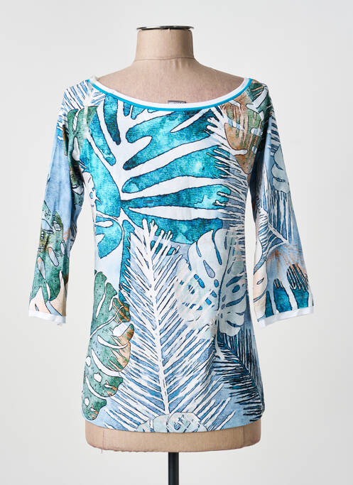 T-shirt manches mi-longues manches courtes bleu DOLCEZZA femme