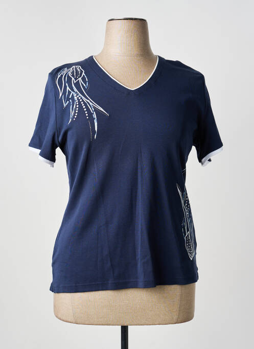 T-shirt col v manches courtes bleu GREGORY PAT femme