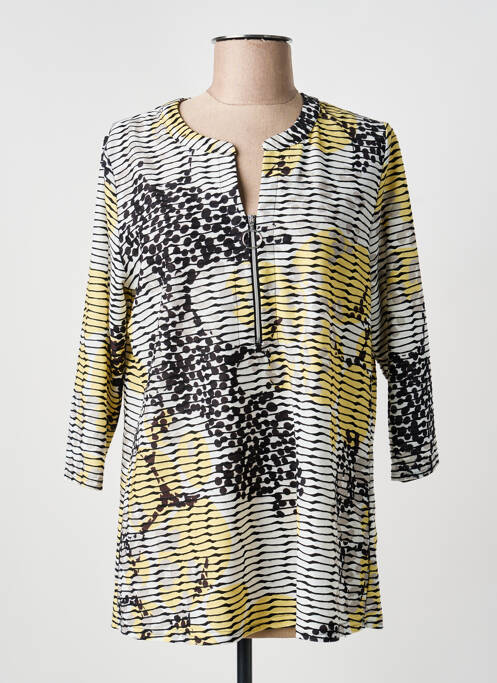 T-shirt col v manches 3/4 jaune FRANK WALDER femme