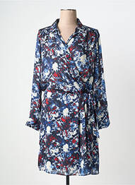 Robe mi-longue imprimé fantaisie manches longues bleu IKKS femme