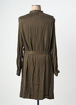 Robe mi-longue coupe fluide manches longues vert IKKS femme