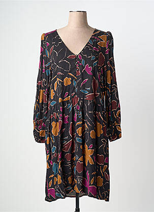 Robe mi-longue coupe fluide manches longues noir DES PETITS HAUTS femme